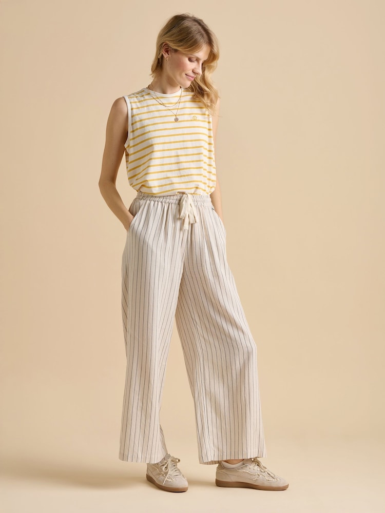 Brakeburn Cream Stripe Wide Leg Trousers - Image 4 of 5