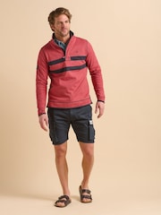 Brakeburn Red Pique Quarter Zip Sweat Top - Image 1 of 6