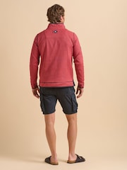 Brakeburn Red Pique Quarter Zip Sweat Top - Image 2 of 6
