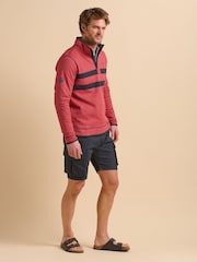 Brakeburn Red Pique Quarter Zip Sweat Top - Image 3 of 6