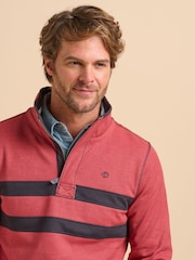 Brakeburn Red Pique Quarter Zip Sweat Top - Image 4 of 6