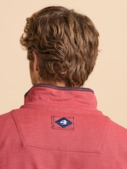 Brakeburn Red Pique Quarter Zip Sweat Top - Image 5 of 6