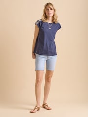 Brakeburn Blue Mia Embroidered T-Shirt - Image 1 of 6
