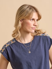 Brakeburn Blue Mia Embroidered T-Shirt - Image 3 of 6