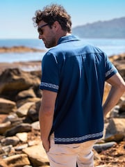 Brakeburn Blue Embroidered Resort Shirt - Image 3 of 6