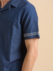 Brakeburn Blue Embroidered Resort Shirt - Image 5 of 6