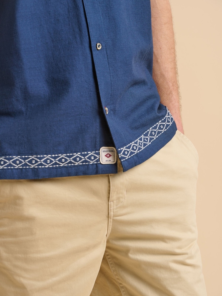 Brakeburn Blue Embroidered Resort Shirt - Image 6 of 6