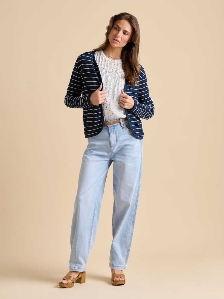 Brakeburn Blue Breton Stripe Sweat 100% Cotton Jacket - Image 1 of 5
