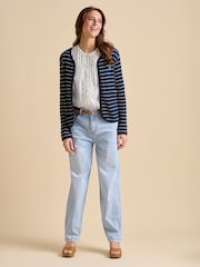 Brakeburn Blue Breton Stripe Sweat 100% Cotton Jacket - Image 3 of 5