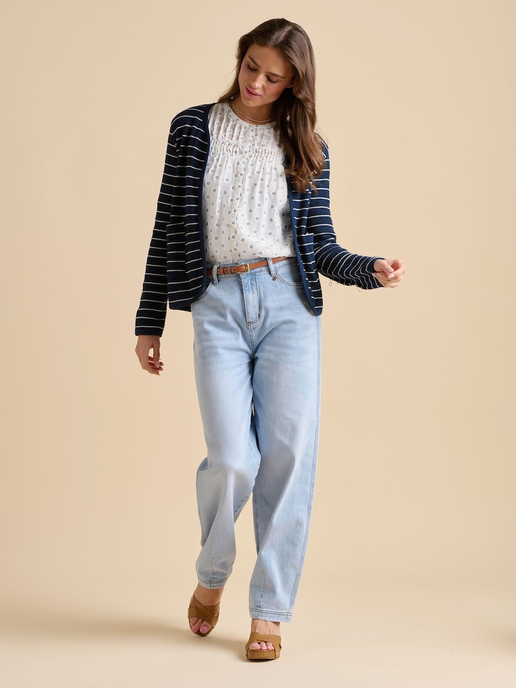 Brakeburn Blue Breton Stripe Sweat 100% Cotton Jacket - Image 4 of 5
