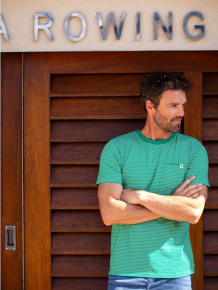 Brakeburn Green Stripe T-Shirt - Image 1 of 6
