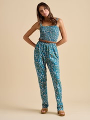 Brakeburn Blue 100% Cotton Shoreline Meadow Jumpsuit - Image 1 of 5
