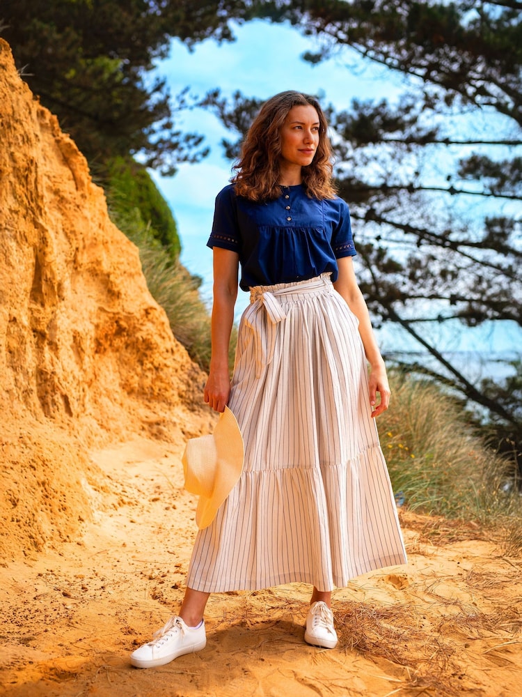 Brakeburn Cream Stripe Paper Bag Skirt - Image 1 of 6