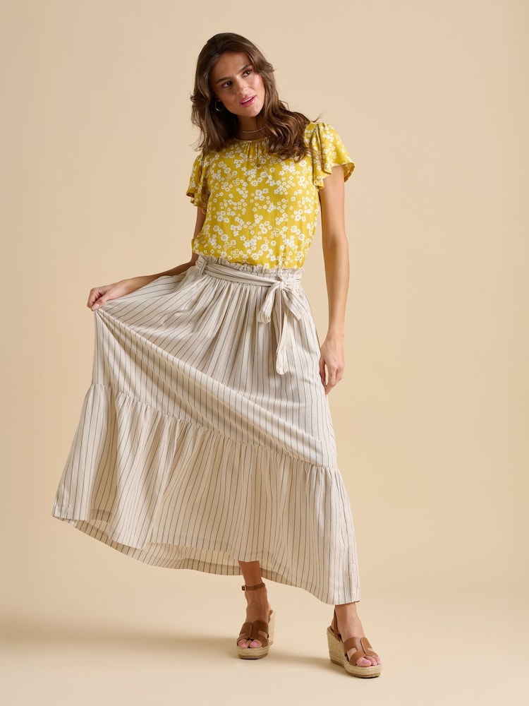 Brakeburn Cream Stripe Paper Bag Skirt - Image 2 of 6