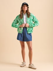 Brakeburn Green Pin Tuck Bomber 100% Cotton Jacket - Image 1 of 6