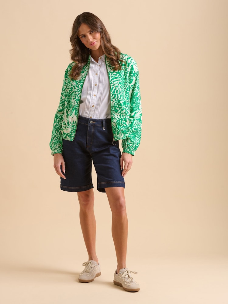 Brakeburn Green Pin Tuck Bomber 100% Cotton Jacket - Image 2 of 6