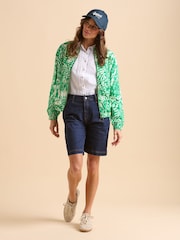 Brakeburn Green Pin Tuck Bomber 100% Cotton Jacket - Image 4 of 6