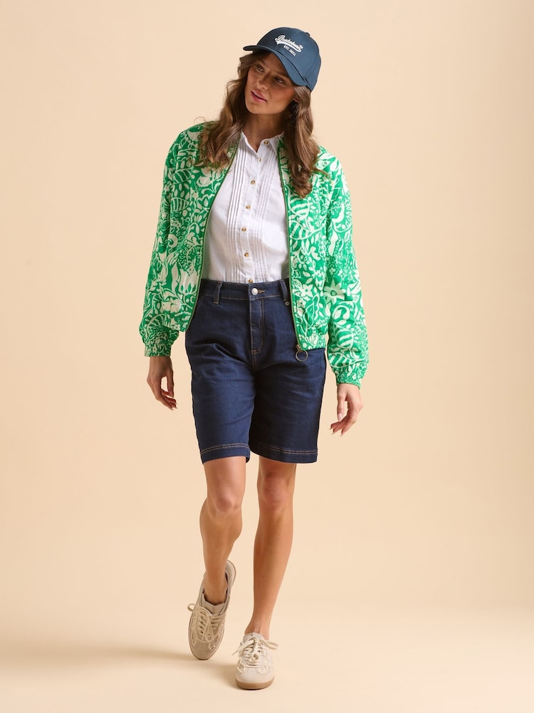 Brakeburn Green Pin Tuck Bomber 100% Cotton Jacket - Image 4 of 6