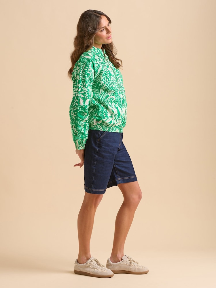 Brakeburn Green Pin Tuck Bomber 100% Cotton Jacket - Image 6 of 6