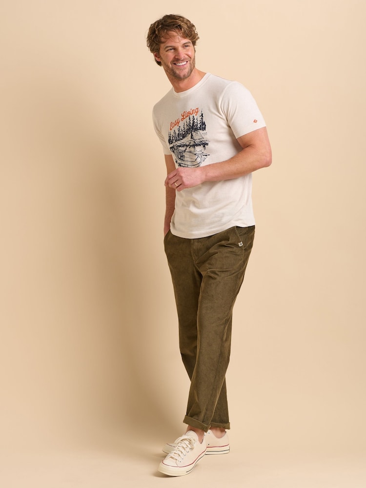 Brakeburn Natural cream Seagul 100% Cotton T-Shirt - Image 6 of 6