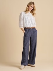 Brakeburn Blue Wide Leg Stripe Trousers - Image 1 of 4