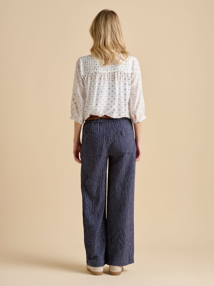 Brakeburn Blue Wide Leg Stripe Trousers - Image 2 of 4