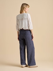 Brakeburn Blue Wide Leg Stripe Trousers - Image 3 of 4