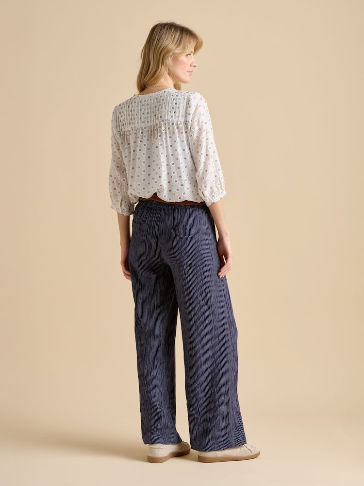 Brakeburn Blue Wide Leg Stripe Trousers - Image 3 of 4