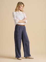 Brakeburn Blue Wide Leg Stripe Trousers - Image 4 of 4