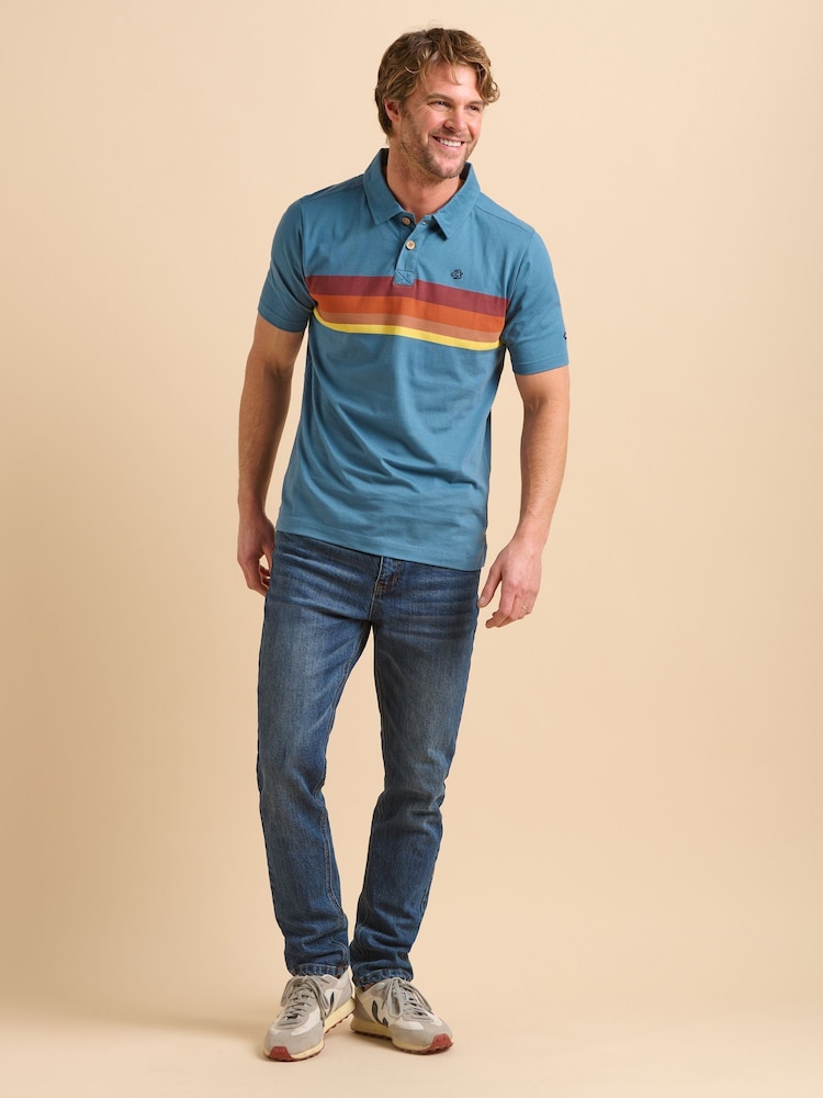 Brakeburn 100% Cotton Retro Stripe Polo Shirt - Image 2 of 6