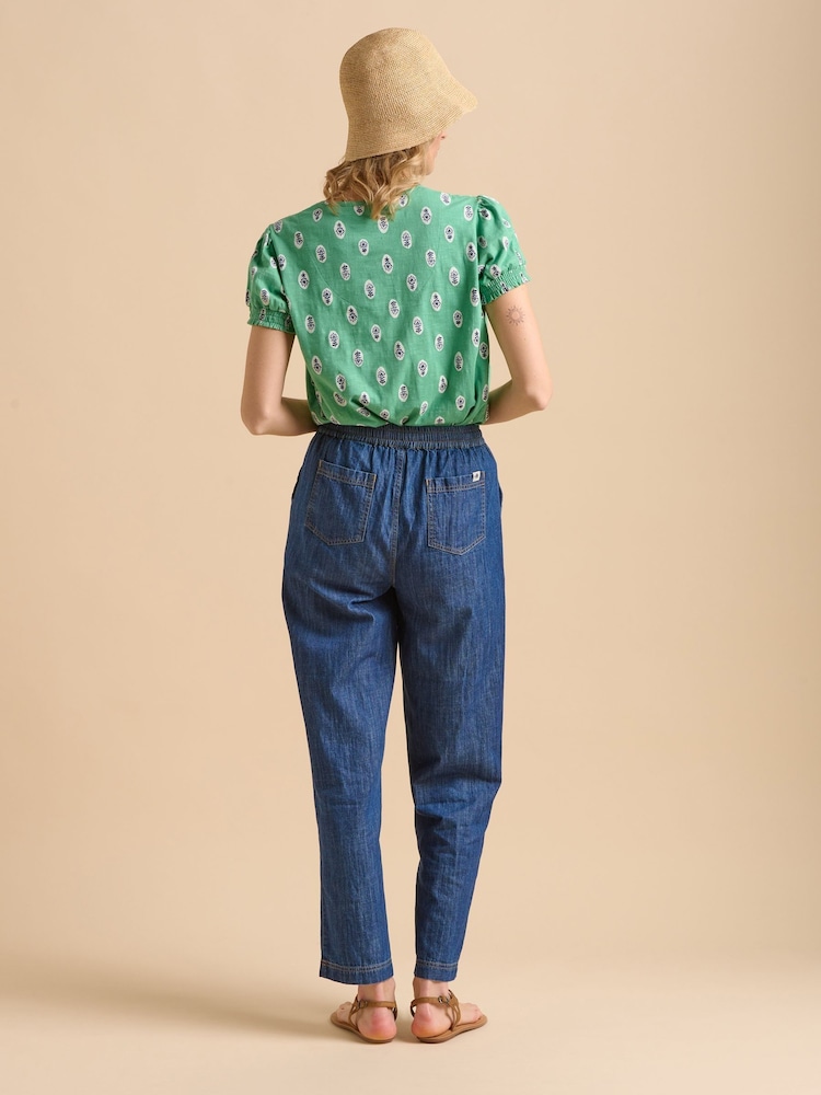 Brakeburn Green Woodblock Jersey 100% Cotton T-Shirt - Image 3 of 6