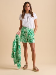 Brakeburn Green 100% Cotton Wildflower Shorts - Image 2 of 6