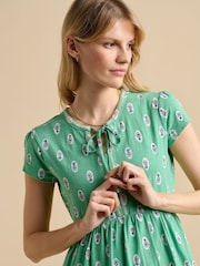 Brakeburn Green Woodblock Floral Knee Length Dress - Image 5 of 5