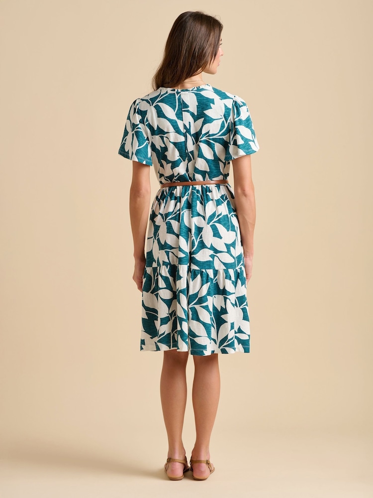 Brakeburn Blue Woodland Leaves Knee Length Dress - Image 2 of 5 Brakeburn Blue Woodland Leaves Knee Length Dress - Image 2 of 5