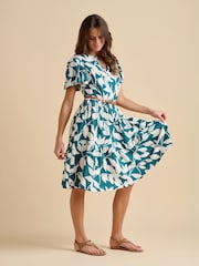 Brakeburn Blue Woodland Leaves Knee Length Dress - Image 4 of 5