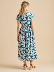 Brakeburn Blue Woodland Leaves Maxi Jersey Dress - Image 2 of 6