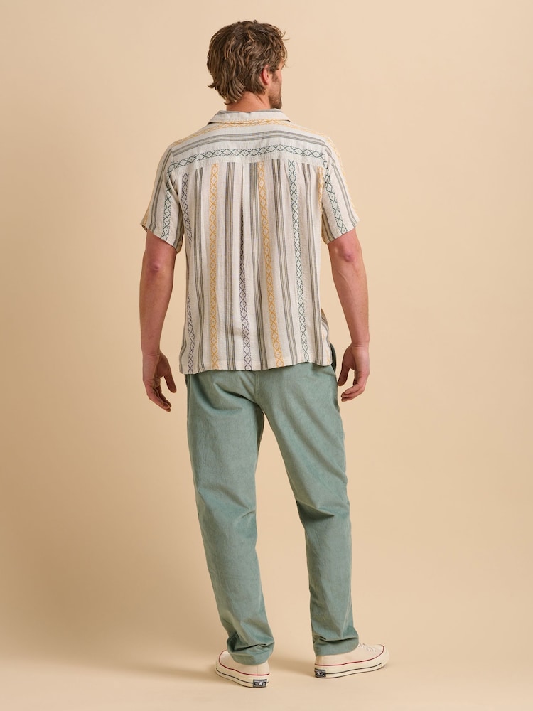 Кремовий - Brakeburn Bamboo квітковий принт Resort 100% Cotton сорочки - Image 3 of 6