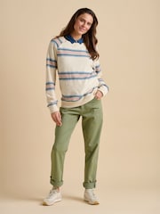 Brakeburn Blue/Cream Broderie Crew Neck Sweatshirt - Image 2 of 5
