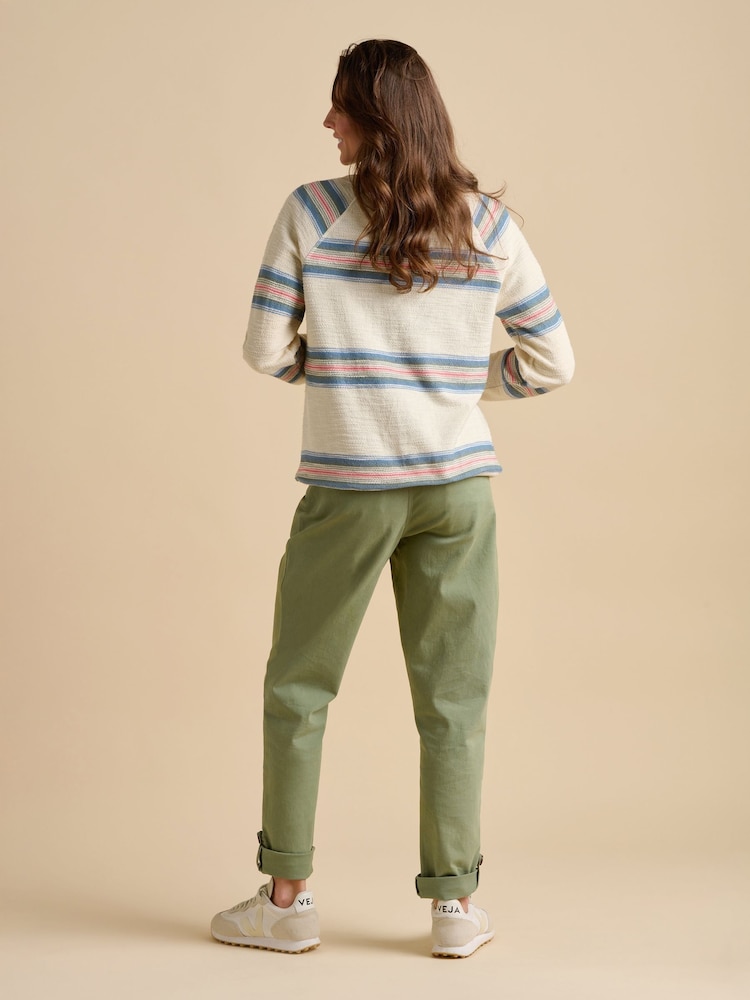 Brakeburn Blue/Cream Broderie Crew Neck Sweatshirt - Image 3 of 5