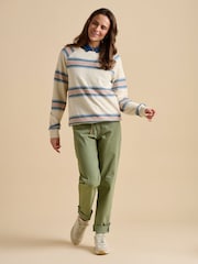 Brakeburn Blue/Cream Broderie Crew Neck Sweatshirt - Image 5 of 5