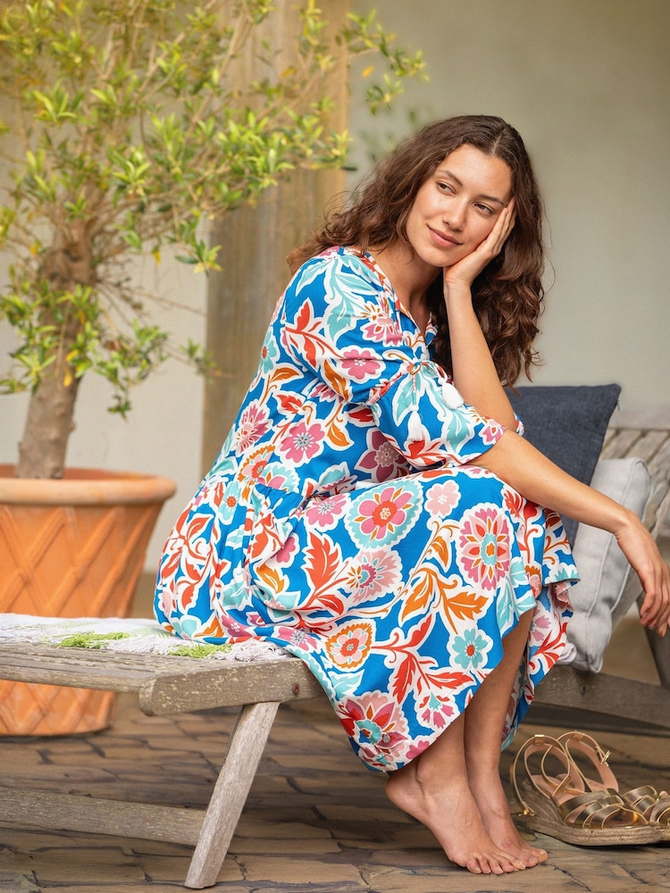 Brakeburn Blue Full Bloom Knee Length Dress - Image 1 of 5 Brakeburn Blue Full Bloom Knee Length Dress - Image 1 of 5