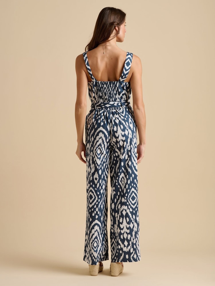 Brakeburn Blue 100% Cotton Ikat Jumpsuit - Image 2 of 5