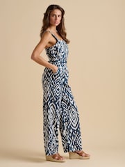 Brakeburn Blue 100% Cotton Ikat Jumpsuit - Image 3 of 5