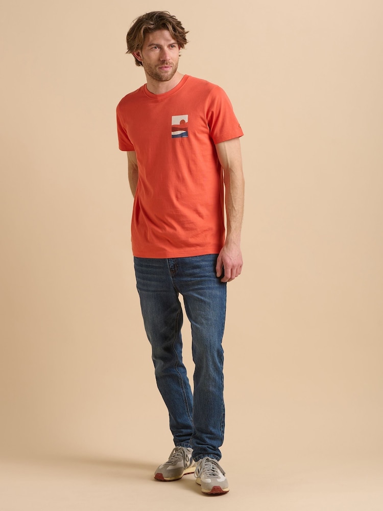 Brakeburn Orange 100% Cotton Sunset T-Shirt - Image 5 of 5