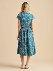 Brakeburn Blue 100% Cotton Shoreline Meadow Midi Dress - Image 2 of 5