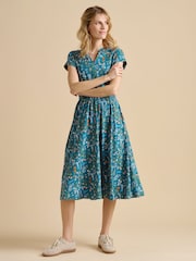 Brakeburn Blue 100% Cotton Shoreline Meadow Midi Dress - Image 5 of 5