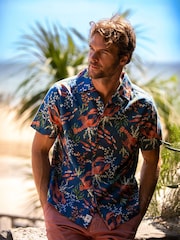 Brakeburn Blue 100% Cotton Lobster Resort Shirt - Image 1 of 6