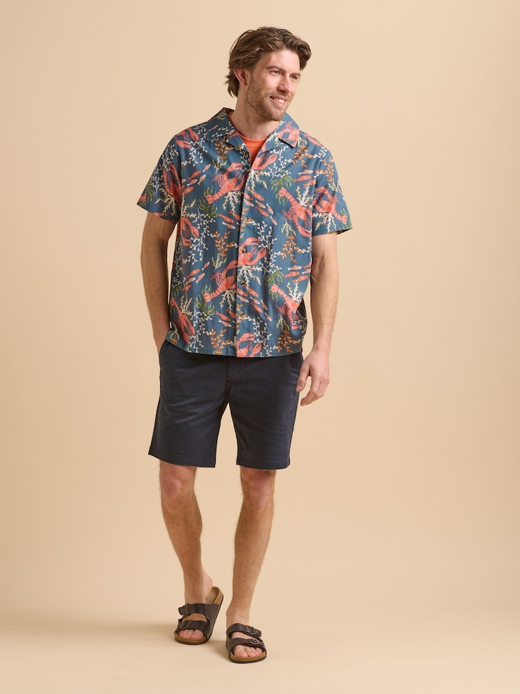 Brakeburn Blue 100% Cotton Lobster Resort Shirt - Image 2 of 6