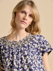 Brakeburn Blue 100% Cotton Floating Daisy T-Shirt - Image 1 of 5
