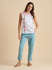 Brakeburn Cream Resort Sleeveless Blouse - Image 1 of 5